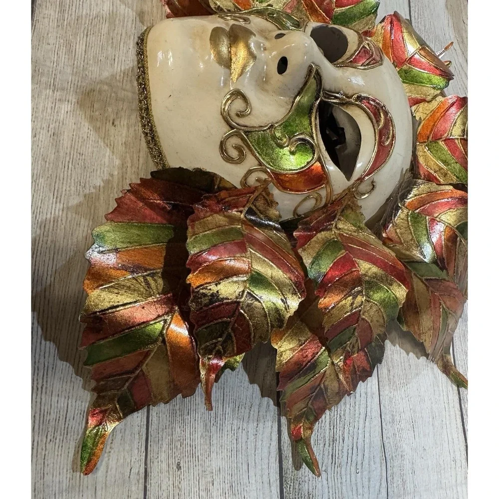 Vintage Hand Painted Masquerade Venetian Mask Original Venezia Italy Fall Color